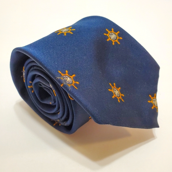 Givenchy Necktie Blue Geometric Repp Neck Tie Repp Fabric Nautical Theme - Picture 1 of 5